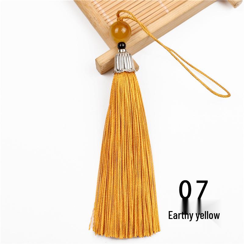 8cm Beaded Ice Silk Tassel Pendant for Hats & Bookmarks - Fine Thread Design, Free Shipping