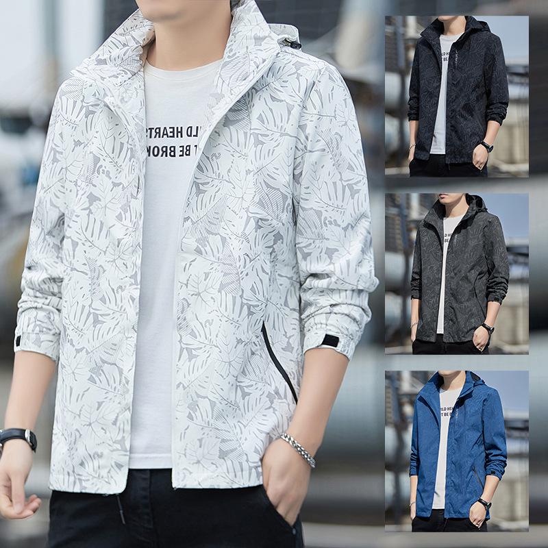Men's Plus Size Hooded Windbreaker Jacket - Casual Spring Student Outerwear
