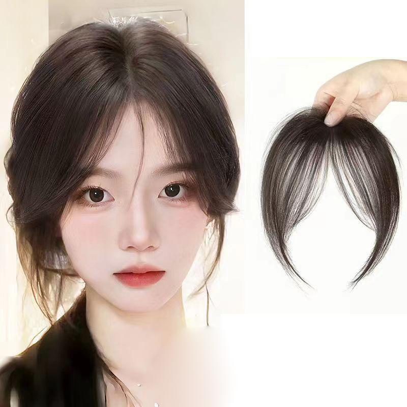 Synthetic Straight Bangs Air Bangs Hair Extension Natural Hair Bangs For Women False Bang Black Daily Brown Woman Daily Wear