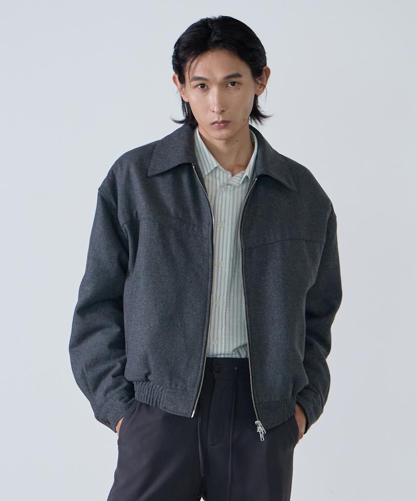 Tony Lawrence Quilted Two-Way Wool Blouson Charcoal