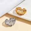 High-End Adjustable Stainless Steel Geometric Hollow Ring for Women