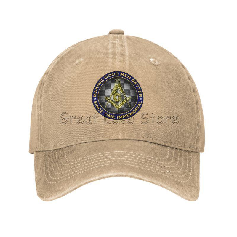Punk Masons Masonic Freemason Baseball Caps Vintage Distressed Washed Cotton Hat Outdoor Travel Adjustable Fit Sun Cap