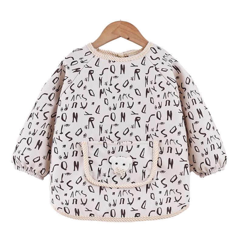 Reversible Thickened Baby Warm Smock for Autumn and Winter - Long Sleeve Anti-dirty Apron for Kids
