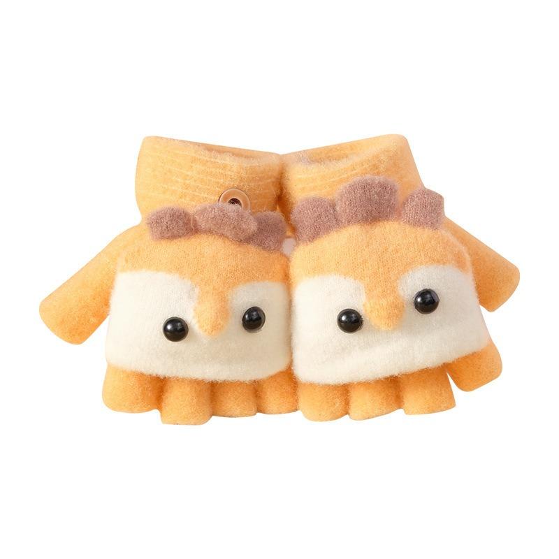 Children's gloves girl winter flip five fingers separated half fingers primary school students do homework to keep warm new winter