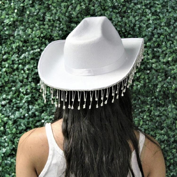 Gleaming Bride Hat Sparkly Cowboy Hats Rhinestones Panama Hat for Party