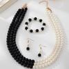 European and American Retro Splicing Multi-layer Imitation Pearl Necklace Bracelet Earring Set Women's French