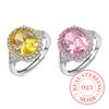 925 Sterling Silver Crystal Oval Pigeon Eggs Opening Finger Rings for Women Wedding Engagement Party Jewelry Elegant Prom Gift
