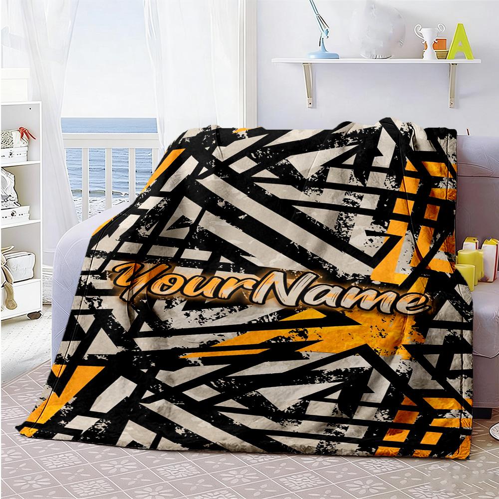 Ethnic Tribal Patterns Personalized Name Blanket Cozy Personalized Blanket Warmthful Decor Throw For Seaside Office Chair Sofa Picnics
