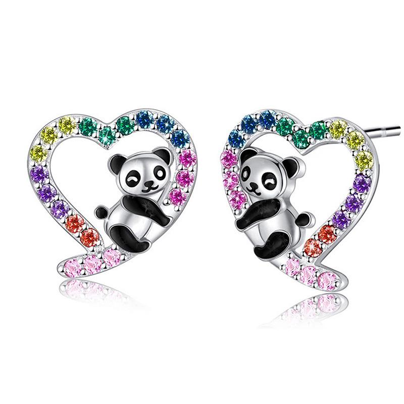 Recommended small stud earrings, trendy ins cute panda drop earrings, cartoon animal earrings