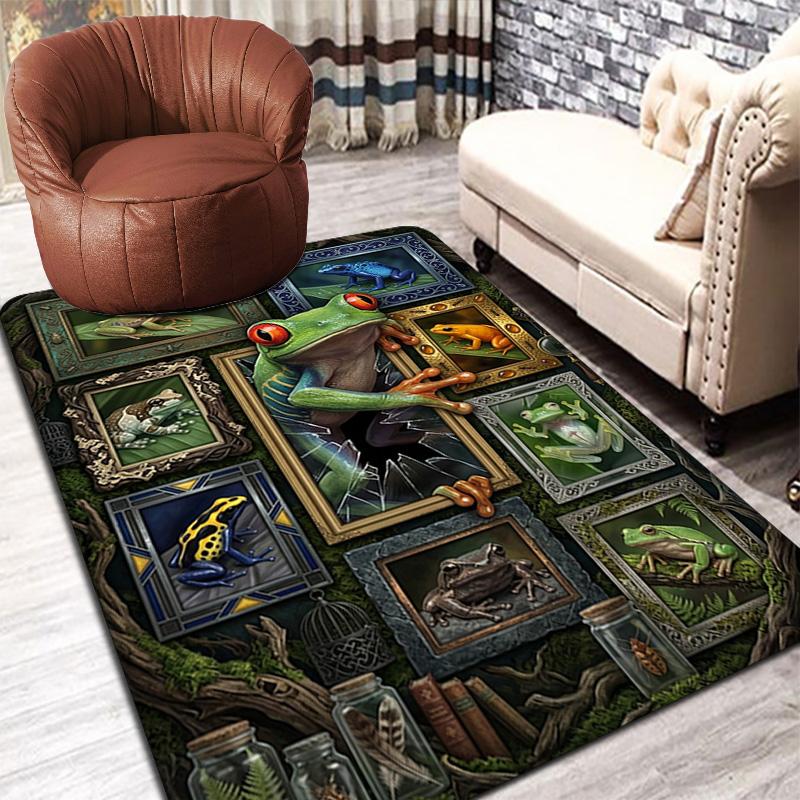 Froggy Fantasy Pattern Rug Floor Mat for Living Room or Bedroom Soft and Comfortable Carpet a Gift for Birthday and Holiday.