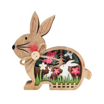 Ostern Holz Bunny Mit Licht Desktop Dekoration Holz Ostern Bunny Holz Kaninchen Statue