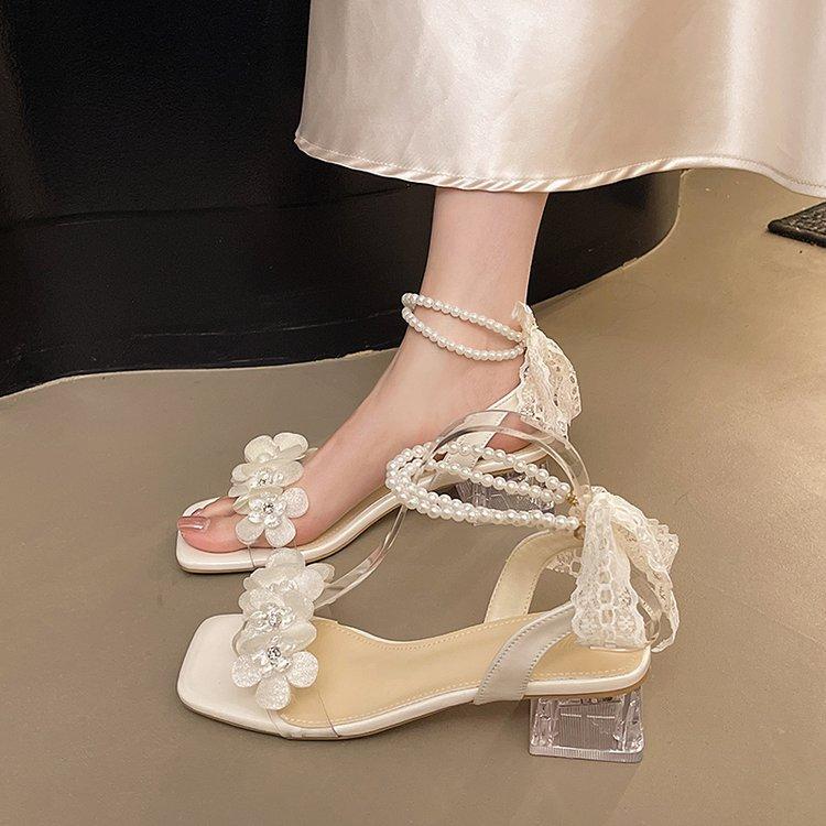 

Женские летние сандалии 2025, женское слово со стразами, сказочный нишевый стиль, с юбкой, вечерние, на толстом каблуке, модные туфли на высоком каблуке 40