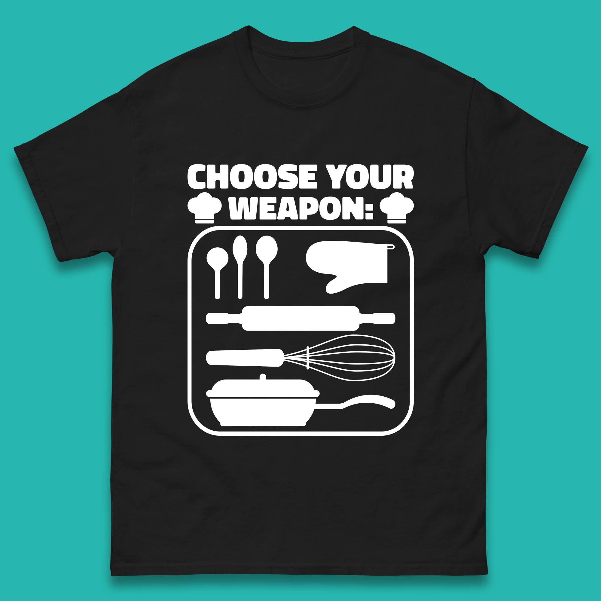 Choose Your Weapon Chef  Funny Cooking Kitchen Baking Weapons Mens Tee Top 4XL