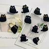6pcs Kawaii Chubby Black Cat Fridge Magnets, Decorative Plastic Resin, Multi-Use for Kitchen and Office, Ideal Holiday Gift