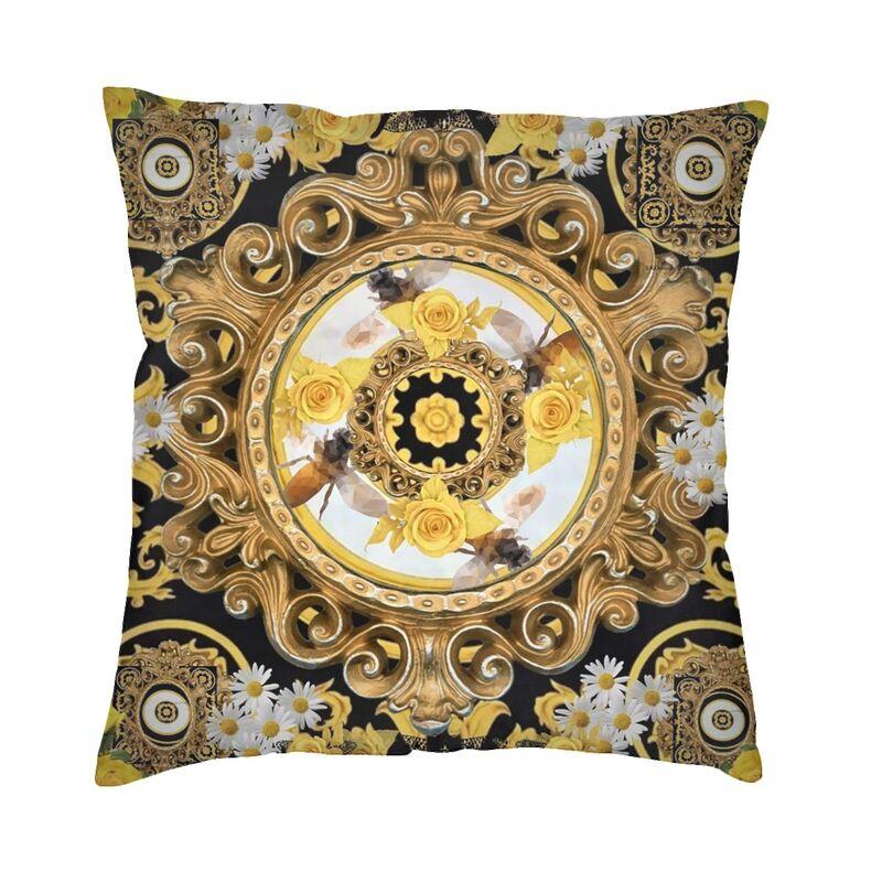 Hot Pink And Gold Baroque Floral Pattern Cushion Cover Sofa Home Decor Square Throw Pillow Case 45x45cm