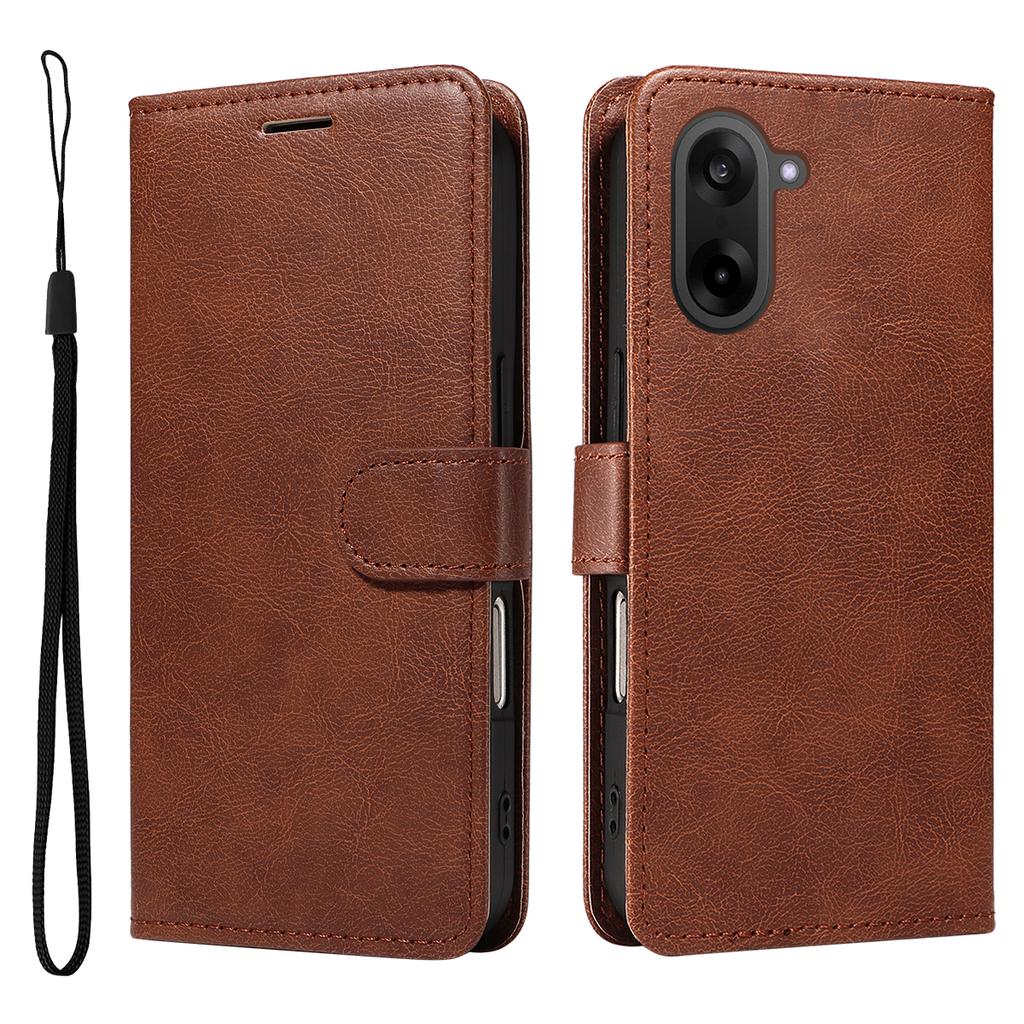 For OnePlus Nord CE5 5G/OnePlus Ace 5 Racing 5G Leather Wallet Case with Strap Solid Color Phone Stand Cover