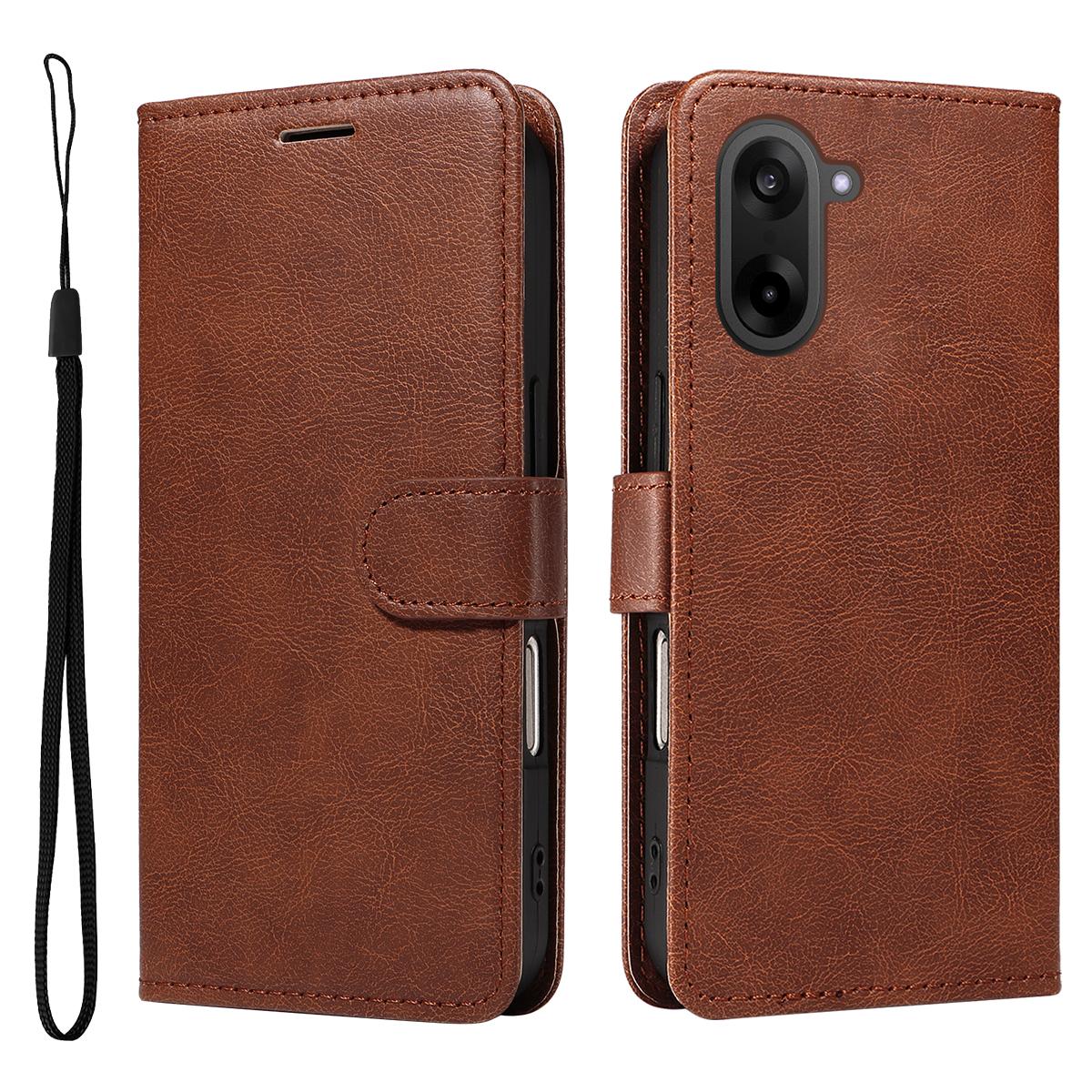 

For OnePlus Nord CE5 5G/OnePlus Ace 5 Racing 5G Leather Wallet Case with Strap Solid Color Phone Stand Cover F