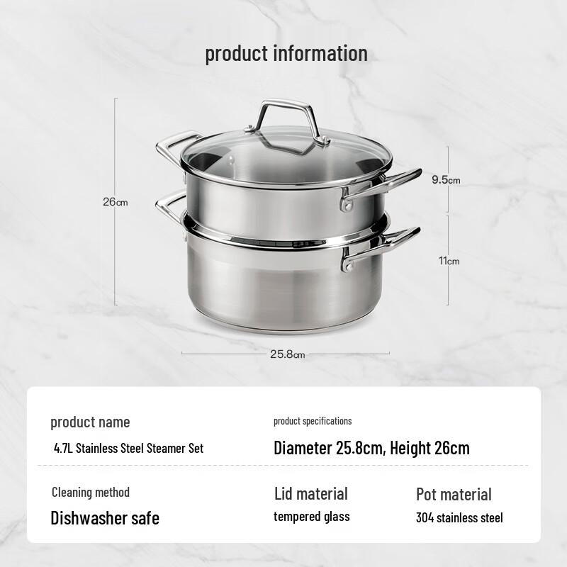 TRAMONTINA 304 Edelstahl Dampftopf Set