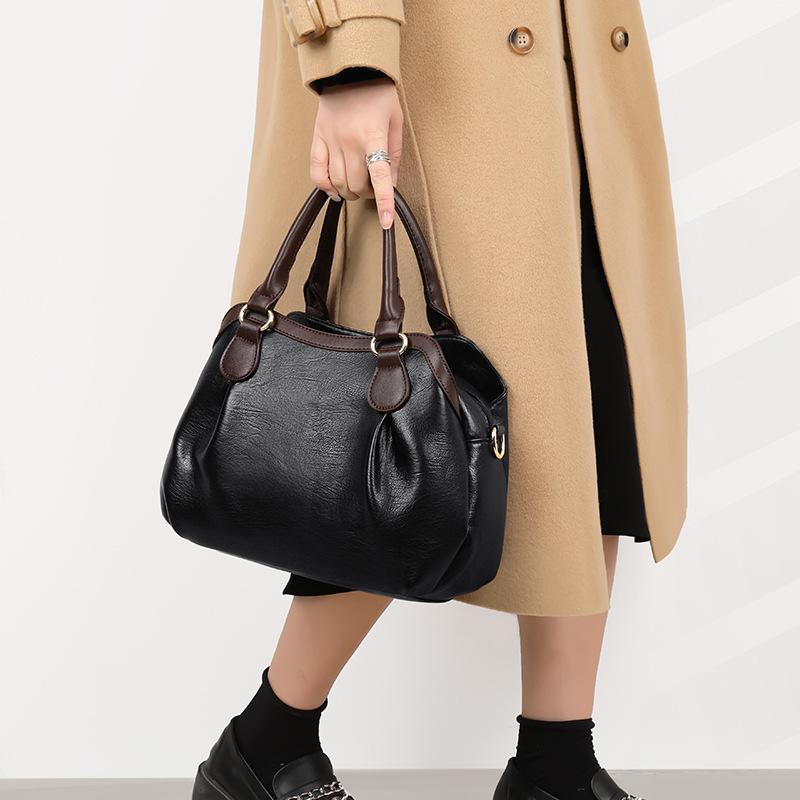 Retro Leather Female Multi-pockets Shoulder Crossbody Bags for Women Large Capacity Handbag Messenger Tote Bag