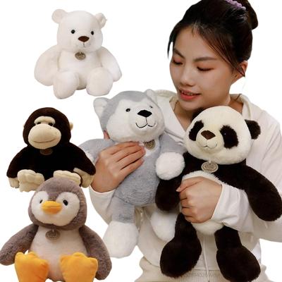 Stuffed 30cm Cartoon Animal Comforting Plush Toy  Panda Bear Husky Polar Bear Gorilla Penguin Kids Birthay Gift