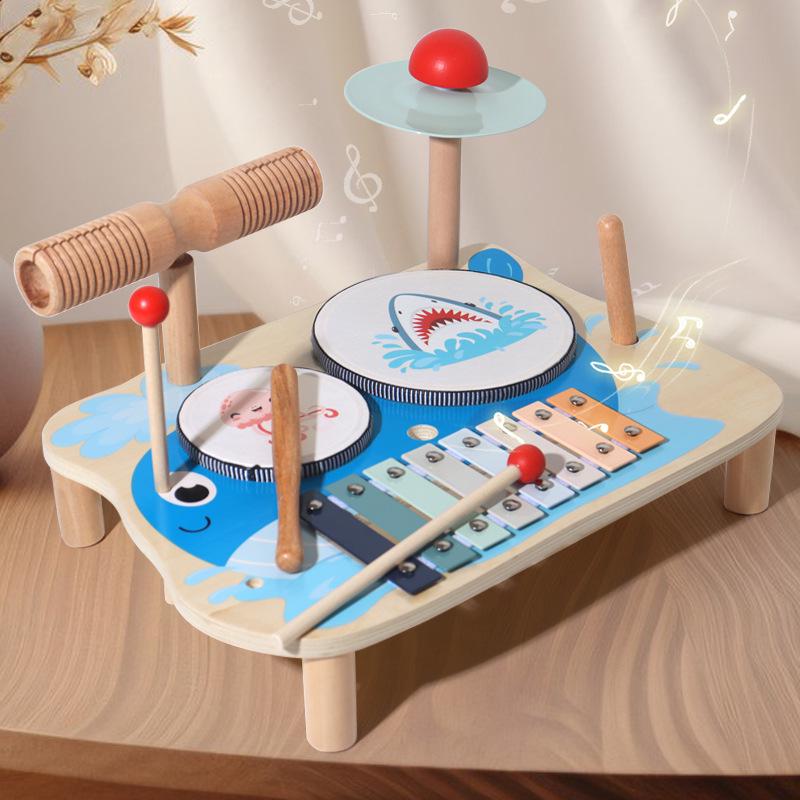 

Children s Wooden Music Stand & Drum Set Montessori Xylophone Toy