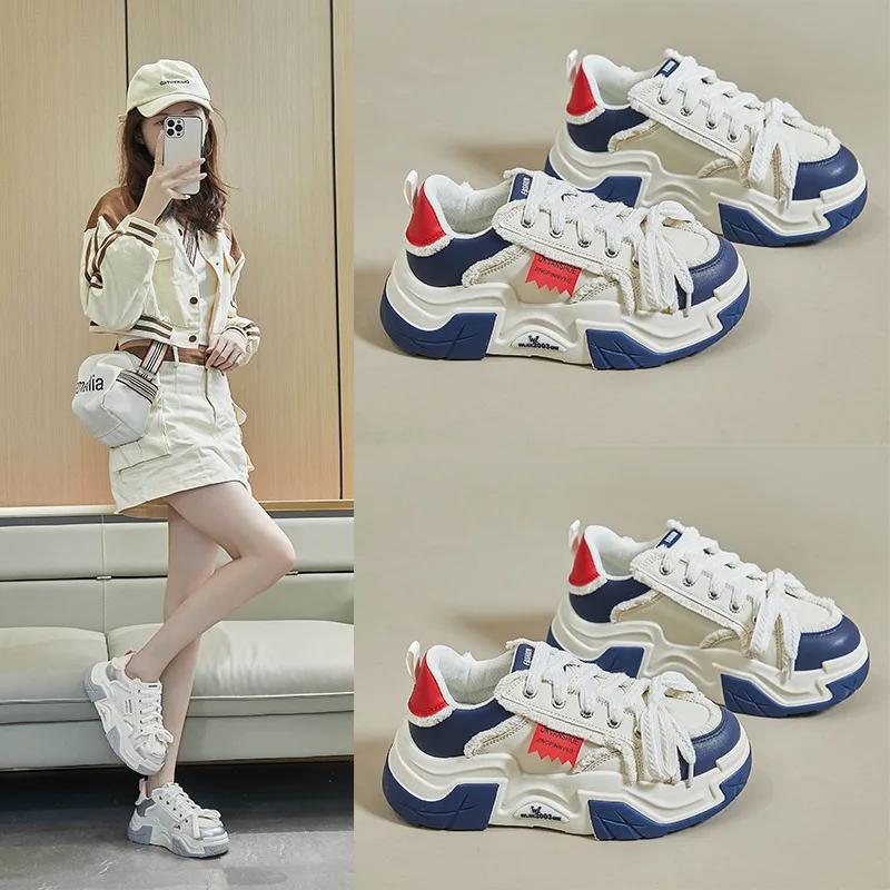 Sale Korean Version Shoes Female  Autumn Students Sports Running Shoe Casual Thick Bottom Designer Comfortable Sneakers