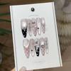 Ultra-Sparkling Zirconia French Cat Eye Black Pink Ballet Press-On Nail Art