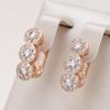 Luxury  Rose Gold Color Women Dangle Earrings Geometry Full Natural Zircon Geometry Bride Wedding Fine Daily Jewelry