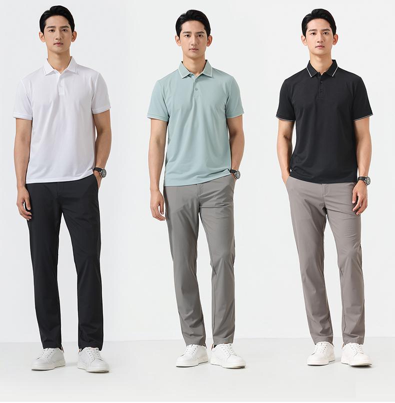 [Silk Slippery Drop] Langdeng Men's Business Leisure Summer Vinegar Fiber Silk Linen Polo Shirt