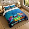 Custom Name Text Bedding 3Pcs Set,Geometry Dash 1 Duvet Cover 2 Pillowcases Soft Bed Linen For Gift