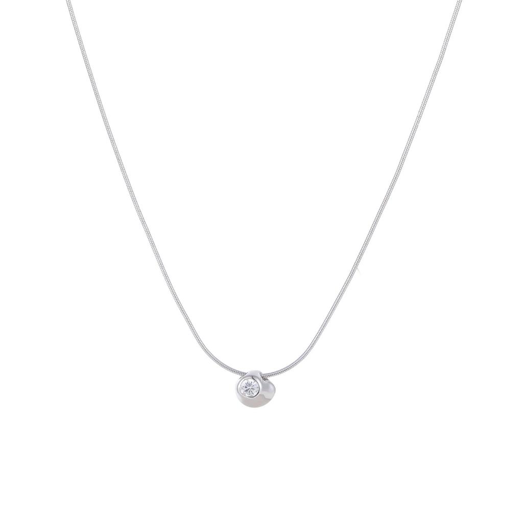Přívěsek se zirkony ze 18K zlata a sterlingového stříbra na minimalistickém řetízku hadí kosti - Dámský elegantní bublinkový klíční kostní náhrdelník