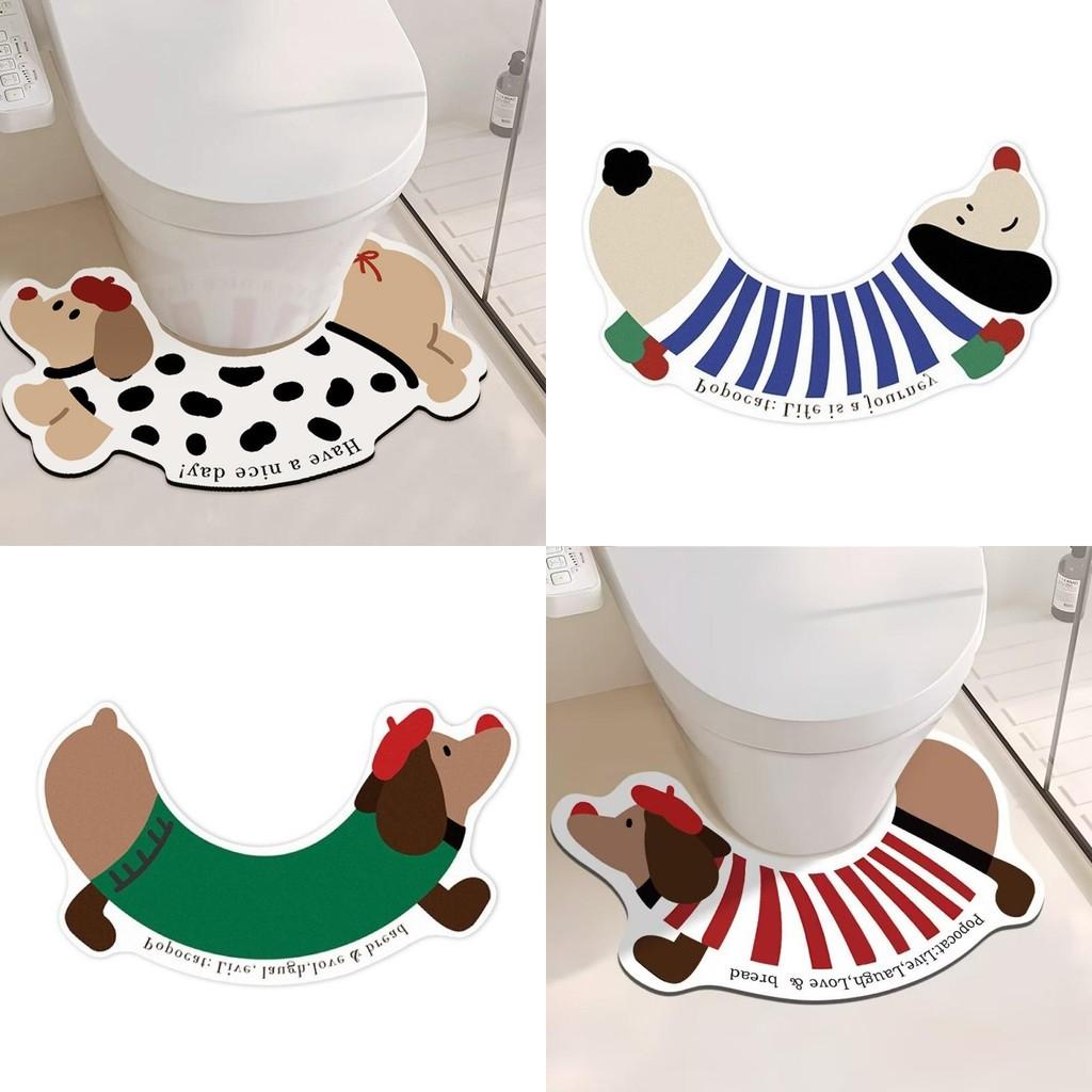 Cartoon Dachshund Dog Bathroom Mat With Absorbent Silicone Diatom Mud Non Slip For Home Use