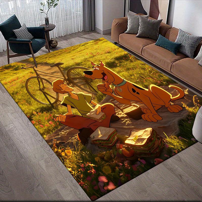 Scooby‑Doo2 Flannel Pattern Square Carpet,Area Rug,Carpet Rug for Living Room Bedroom Sofa Playroom Decor,Non-slip Floor Mat