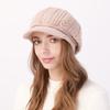 New Autumn and Winter Women's Velvet and Thickened Wool Cable Knit Cap  Fashionable Warm and Cold Proof Beret Knitted Hat