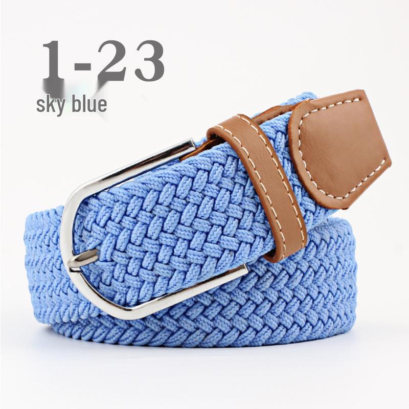 חגורת בד אלסטית יוניסקס עם אבזם פין - אבזם אריגה קז'ואל מתיחה עם הדגש עור