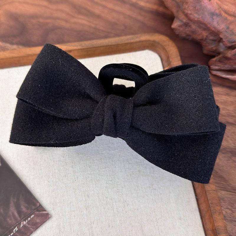 

Осень Зима Флок Однотонный Бант Зажим для волос Ободки для Женщин Девушек Сладкий Зажим для волос Большие Зажимы-акулы Заколки Головной убор