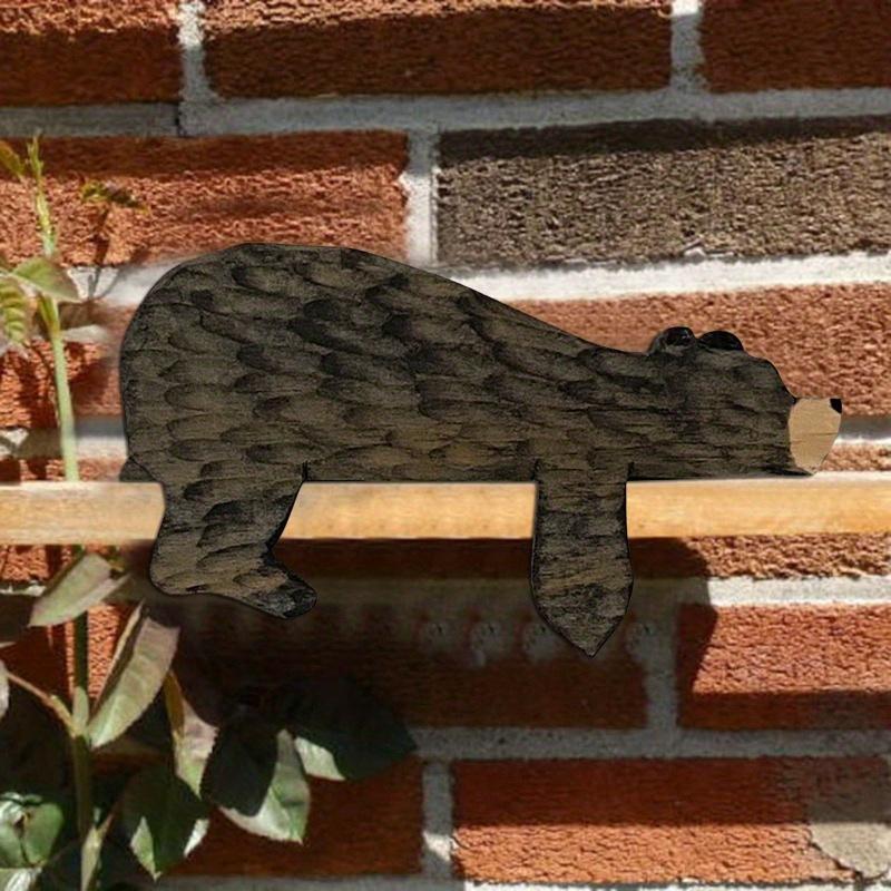Charming Wooden Bear Door Topper As Corner Sculpture Decor in Home or Office Decoration Gel  Decorative Figurines