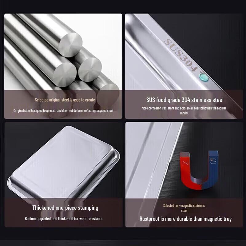 304 Stainless Steel Rectangular Commercial Food Tray
