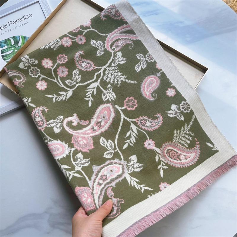 Scarf women's autumn and winter versatile long scarf imitation cashmere cashew flower shawl women's scarf