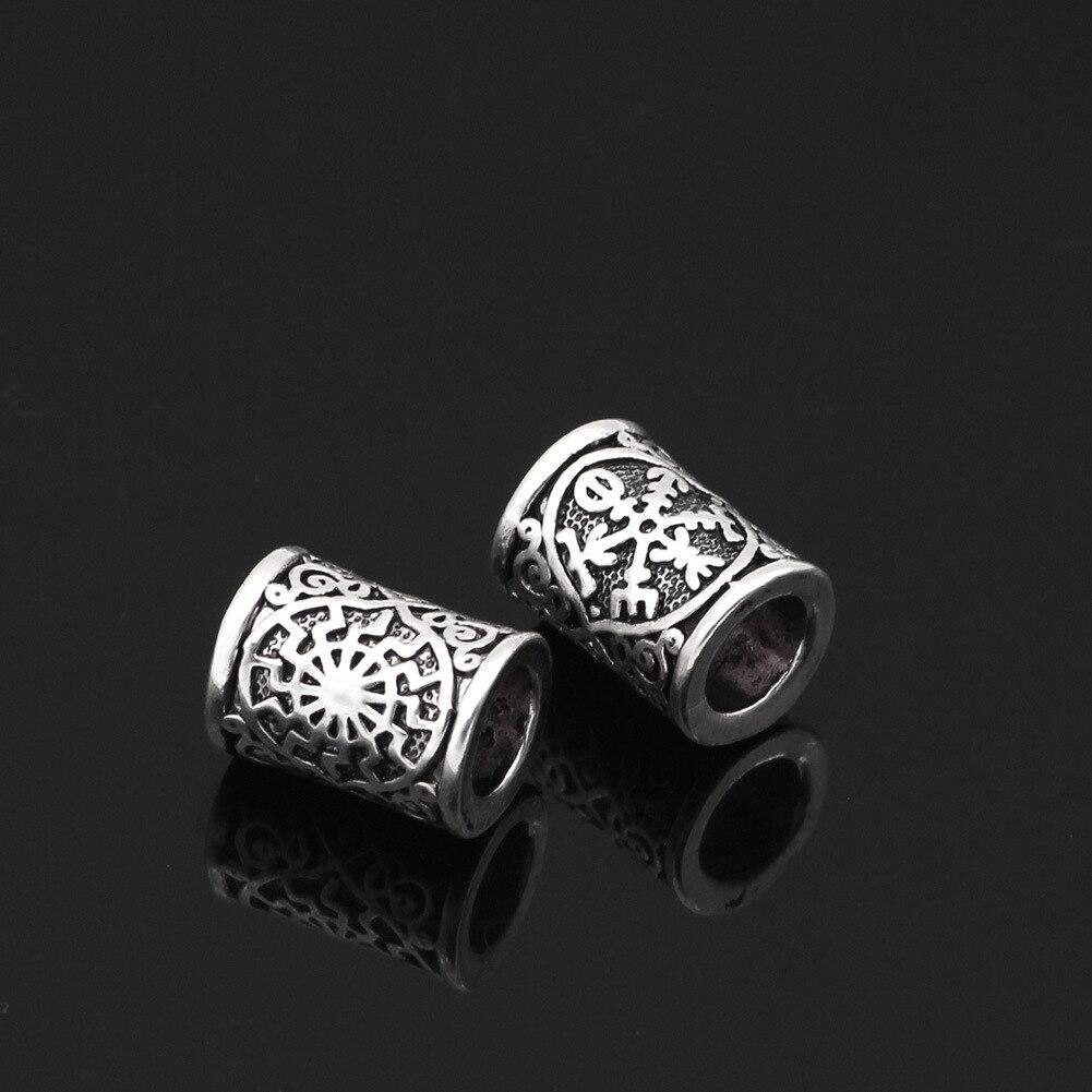Cuentas de oro y plata, runas vikingas nórdicas, anillos para el pelo de barba, cuentas trenzadas para rastas, puños para el pelo, trenzadoras DIY, accesorios para el cabello