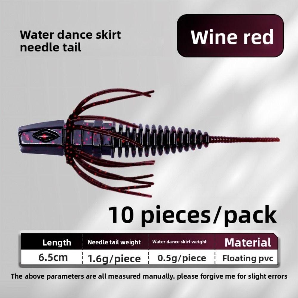 10pcs Set Soft Material Water Dance Skirt Apron Black Pit Floating Soft Bait Bass Fishing