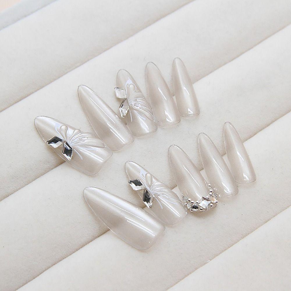24/30PCS Rainbow Blur False Nail Flower Butterfly Love Press on Nails Nail Tips for Women Girl