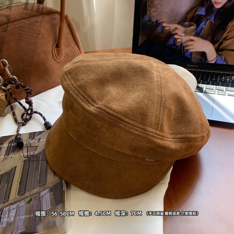 

British style beret women s 2025 new literary and retro big head circumference octagonal hat showing face small painter newsboy hat One size fits all хакі