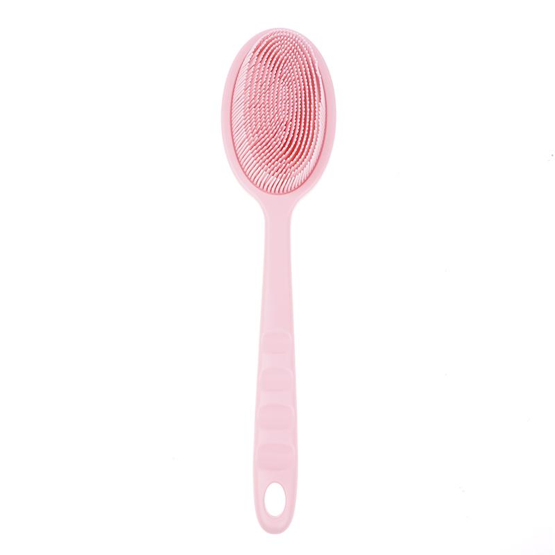 Double-Sided Silicone Back Scrubber Long Handle Body Bath Brush Mud Back Scrubber Shower Massage Exfoliation Brush Body Wash розовый