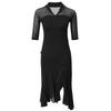 Damen Latin Dancewear Line Dance Kostüm Schwarzes Kleid für Erwachsene Fortgeschrittene Tanz Professionelles Üben Samba V-Ausschnitt Kleid