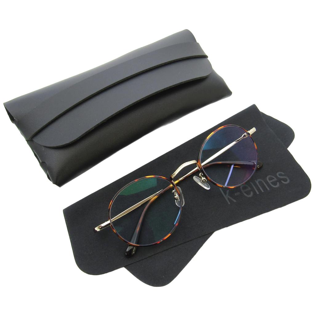 Ochelari Rotunzi Boston Metalici Clasici Retro pentru Birou și Noptieră HEV420 Filtrare Lumină Galbenă k-eines Lucru, Condus, Condus, & (Demi Maro/Șampanie