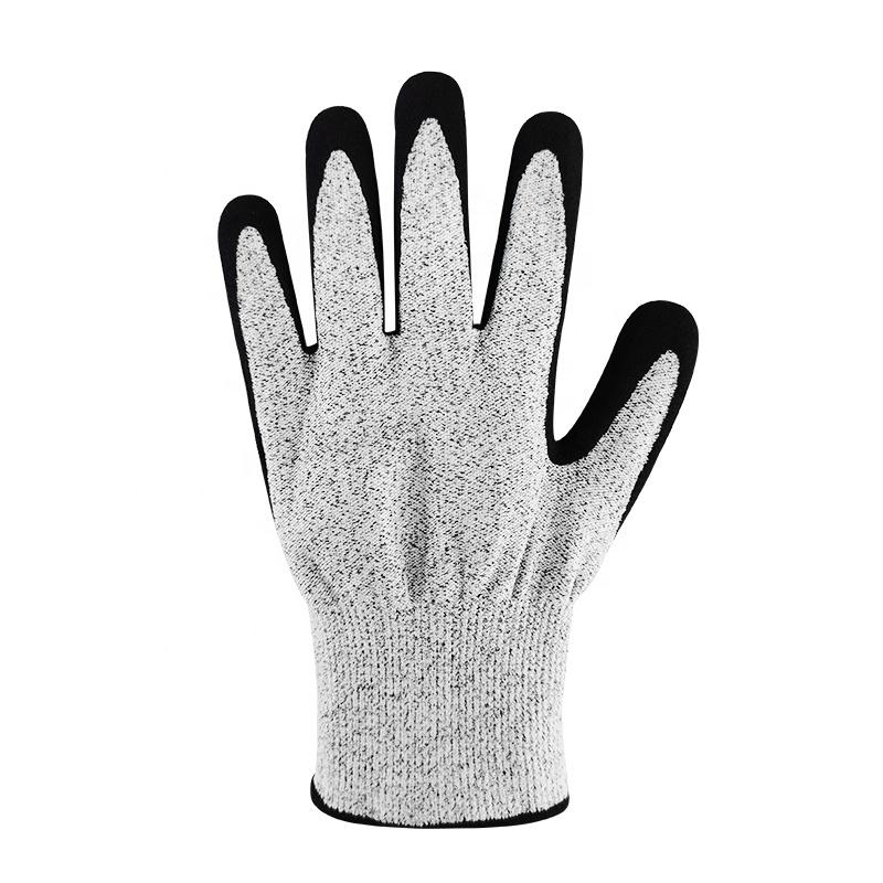 Factory 13G A3 Cut Resistant Sandy Nitrile Palm Coated Work Safety Gloves HPPE Anti-Cut Protection for Industrial Use
