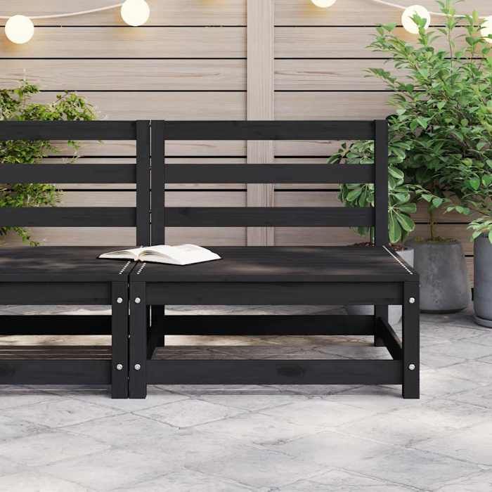 VidaXL Canapé Central de Jardin Canapé Central de Patio Meuble de Terrasse Canapé de Jardin Extérieur Arrière-Cour Noir Bois 805669