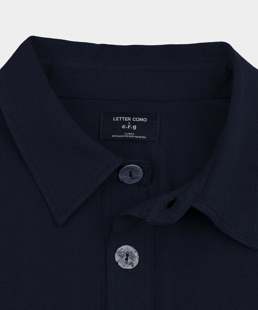 LETTERCOMO Dust Layered Short Sleeve Polo Shirt Dark Navy