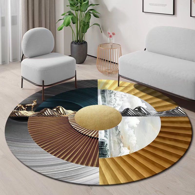 

Круглый ковер Nordic Living Room Light Luxury Carpet Home Bedroom Cradle Swivel Chair Anti Dirty Simple Study Room 80 * 80 cm